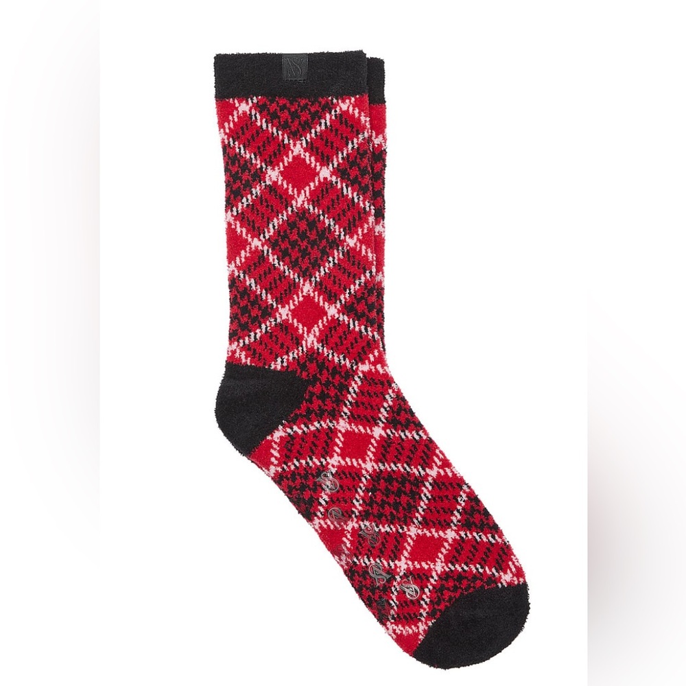 Victoria’s Secret Marshmallow Plaid Red and Black Socks